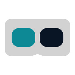 icon 4d glasses using flat style and blue color dominate