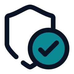 icon shield status good using filled line style and blue color