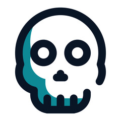 icon skull symbol for virus using filled line style and blue color