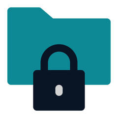 icon locked folder using flat style and blue color dominate