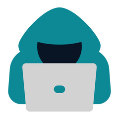 icon hacker in action using flat style and blue color dominate