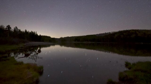 Milky Way Galaxy reflecting in the Spruce Knob Lake West Virginia during a long time lapse