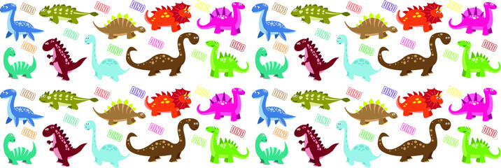 cute dino pattern isolated in white background