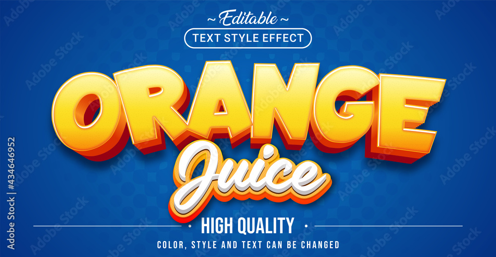 Poster editable text style effect - orange juice text style theme.