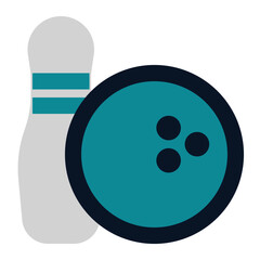 icon bowling ball using flat style and blue color dominate