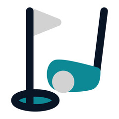 icon golf using flat style and blue color dominate