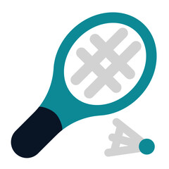 icon badminton using flat style and blue color dominate