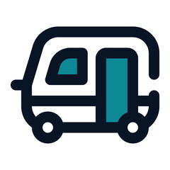 icon caravan using filled line style and blue color