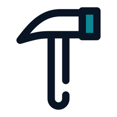 icon claw hammer using filled line style and blue color