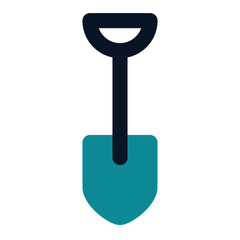 icon shovel using flat style and blue color dominate