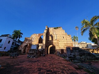 Old town hospital, Colonial Zone at Dominican Republic.  afternoon sun colors