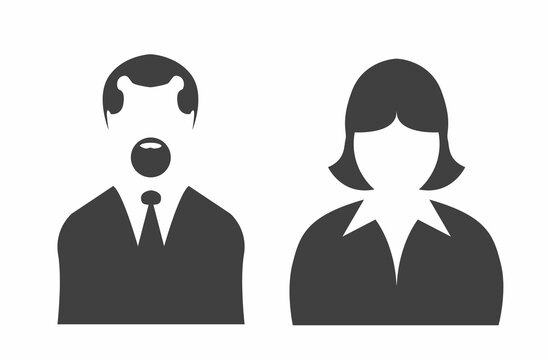 Man and woman avatars set. Vector photo placeholder for social networks, resumes, forums and dating sites.