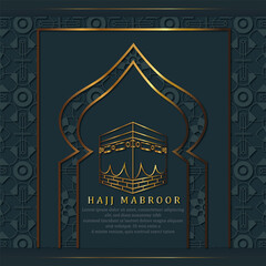 Golden hajj mabroor style with luxury islamic pattern