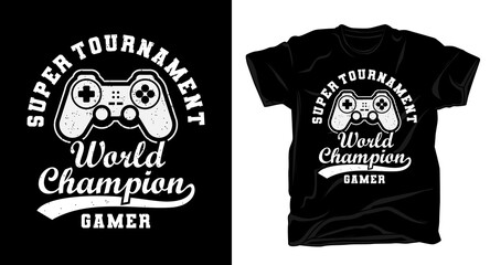 Super tournament world champion typography with game controller t-shirt design © charen_art