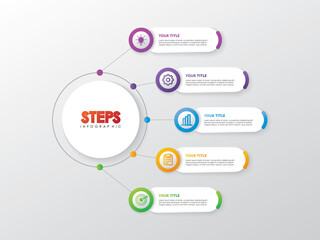 Timeline Infographics Design Vector, Workflow Layout, Diagram, Annual Report, Web Design.  5 Options, Steps or Processes of Business Concept

