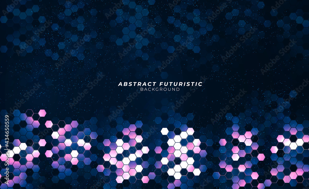 Wall mural art hexagons technology background. abstract hi-tech communication concept futuristic digital innova