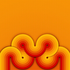 Abstrakcyjne retro tło z geometrycznymi artystycznymi liniami w kolorach: żółtym, pomarańczowym i czerwonym. Tło z deseniem w kropki. - obrazy, fototapety, plakaty