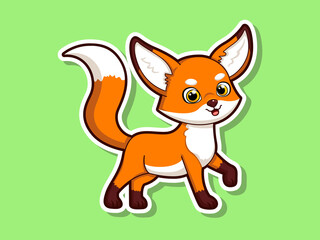 Obraz premium Cute cartoon fox sticker mascot animal character. Vector art illustration