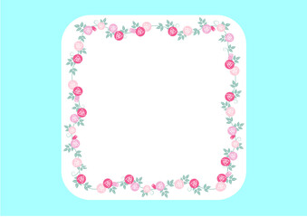 バラのフレーム背景素材　正方形　角丸　単品