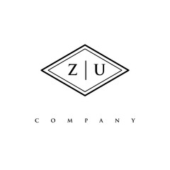 initial ZU logo design vector