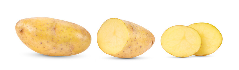 Young potato isolated on white background