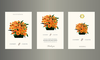 Beautiful wedding invitation card design with minimalist and luxurious watercolor decorative flowers. Beautiful and elegant European art nuance. New invitation designs are currently in demand. Vector