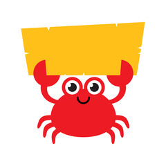 Cartoon Crab Holding Blank Sign Illustration