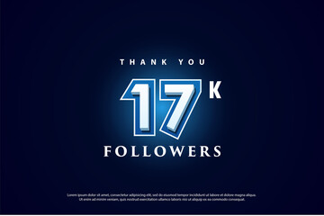Thank you 17k followers with a bright blue light effect background in the center.