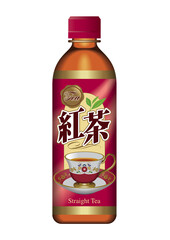 紅茶のペットボトルのイラスト。3Dイラスト。The character is Japanese. It means "Tea".