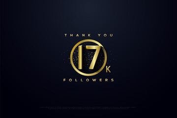 Thank you 17k followers with golden circle background.