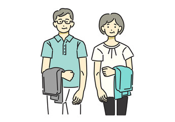 Obraz premium ワクチン予防接種前の正しい服装のイラスト素材／半袖／シニア／65歳以上／アイコン