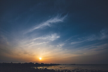 福井県鮎川園地キャンプ場からの夕日
