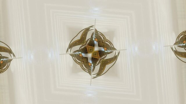 moving bright three-dimensional kaleidoscope patterns and ornaments. looped animation. 3d render