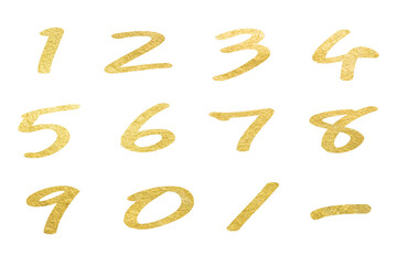 Illustration Gold numbers. Symbol set of numbers.