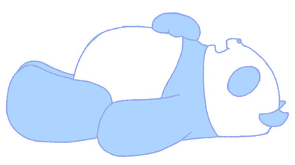 あおむけでぐっすり眠るパンダ（青色）