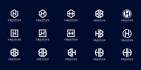 set of initial letter H,HB,BB and bh logo design concept
