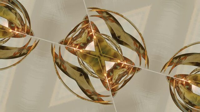 moving bright three-dimensional kaleidoscope patterns and ornaments. looped animation. 3d render