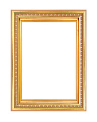 Gold vintage picture and photo frame isolated on white background