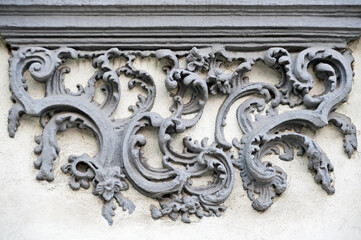 Gray stucco wall decoration