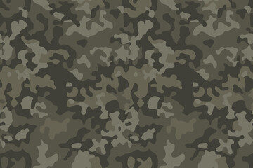 Classic khaki green camouflage print, seamless pattern. Abstract modern camo, military background for army or hunting. Vector texture