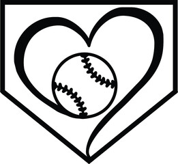 baseball heart in home plate