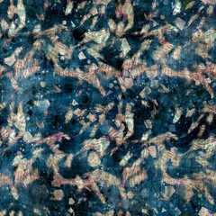 Seamless elegant mixed media pattern in navy, blue, pink, and cream. High quality illustration. Ornate and highly detailed and textured realistic faux collage. Sophisticated intense textile design.