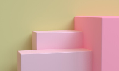 Pink Minimal style 3D Render  Mockup Background, Blank shelf stand for showing product.