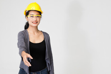 Cheerful contractor reaching out hand for handshake