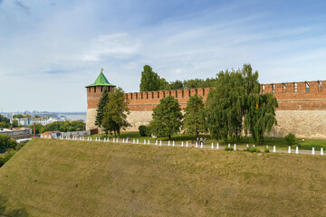 Fototapeta na wymiar Wall of Nizhny Novgorod Kremlin, Russia