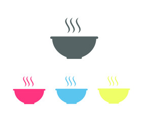 bowl and steam icon. Icon in different background color, vector