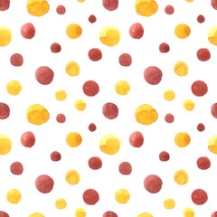 Watercolor polka dots on a white background. Abstract background with watercolor brush strokes.