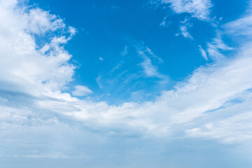 Naklejka na ściany i meble Beautiful blue sky with clouds on a sunny day