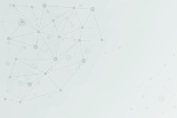 Medical Technology background with molecular structure in white grey background. Biological structure with line and dot connection in science concept. Template for presentation.
