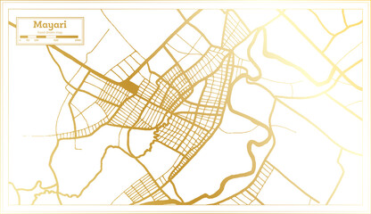 Mayari Cuba City Map in Retro Style in Golden Color. Outline Map.